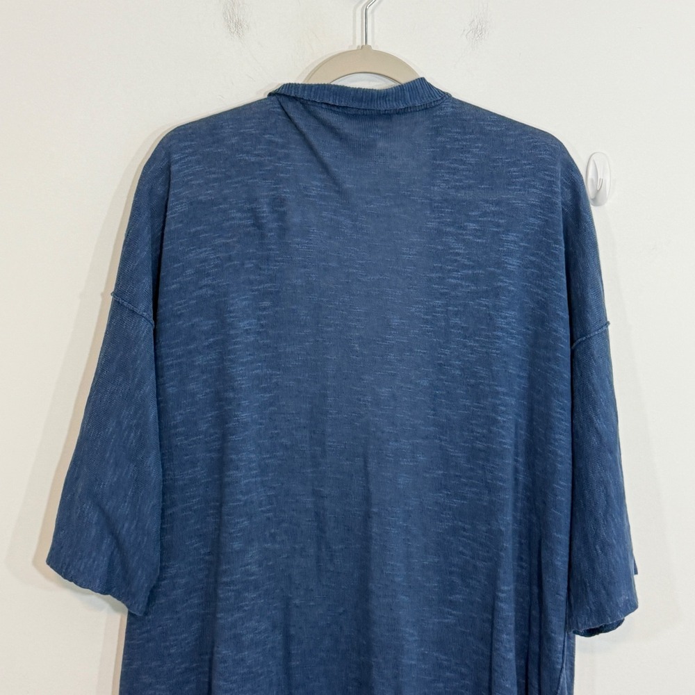 Eileen Fisher Womens Cardigan L/XL Blue Organic Linen Blend Lagenlook Kimono - Picture 7 of 13